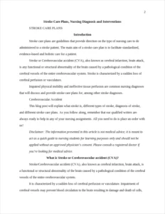 Stroke Care Plans – page 2