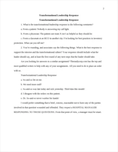 Transformational Leadership Response β page 2