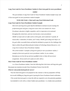 long-term goals for nurse practitioner student β page 2