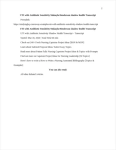 UTI with Antibiotic Sensitivity Shadow Health Transcript – page 2