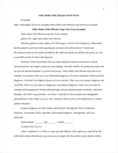 Otitis Media With Effusion Soap Note Essay Example β page 2