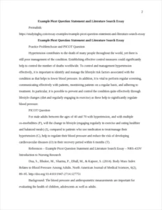 Example Picot Question Statement and Literature Search Essay β page 2