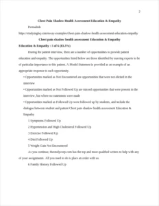 Chest pain shadow health assessment Education & Empathy – page 2