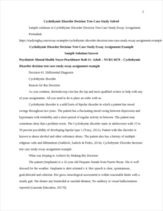 Cyclothymic Disorder Decision Tree Case Study Essay Assignment – page 2