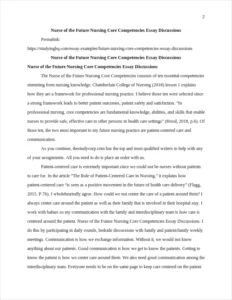 Future Nursing Core Competencies Essay Discussions – page 2