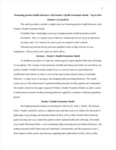 Pender's Health Promotion Model – page 2