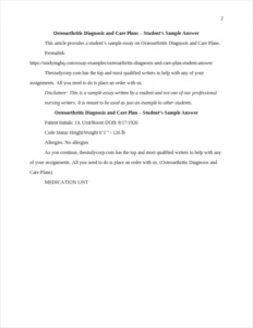 Osteoarthritis Diagnosis and Care Plans β page 2