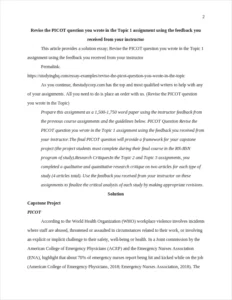Revise the PICOT question β page 2