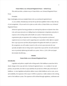 Future Roles as an Advanced Registered Nurse – page 2