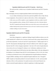 Population Health Research and PICOT Question β page 2