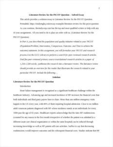 Literature Review for the PICOT Question β page 2