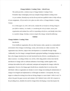 Change Initiative: Creating Vision – page 2