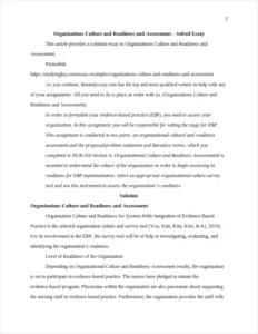Organizations Culture and Readiness and Assessment – page 2