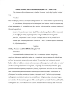 Staffing Decisions in a 30- Bed Medical Surgical Unit – page 2
