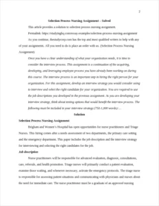 Selection Process Nursing Assignment – page 2