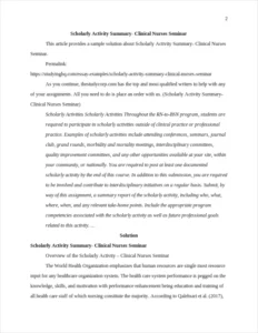 Scholarly Activity Summary- Clinical Nurses Seminar – page 2