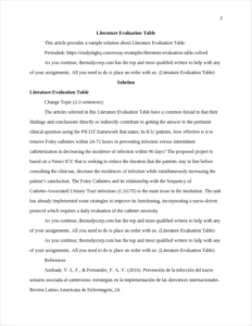 Literature Evaluation Table – page 2