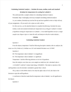 Calculating Statistical Analysis – page 2