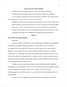 Team Work and Critical Thinking β page 2