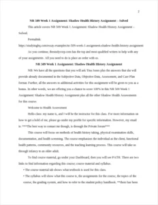NR 509 Week 1 Assignment: Shadow Health History Assignment – page 2