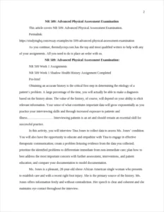 NR 509: Advanced Physical Assessment Examination – page 2