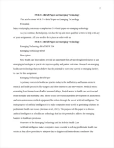 NUR 514 Brief Paper on Emerging Technology – page 2