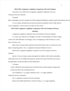NRSE 6050 Assignment: Legislation Comparison Grid And Testimony – page 2