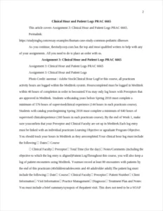Clinical Hour and Patient Logs PRAC 6665 – page 2