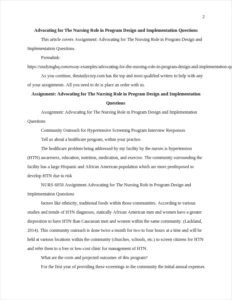 Advocating for The Nursing Role in Program Design and Implementation Questions – page 2