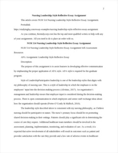 Nursing Leadership Style Reflective Essay Assignment β page 2