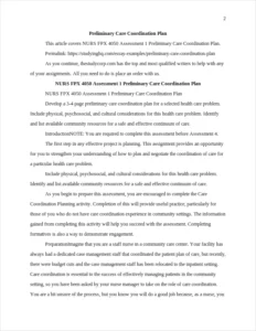 Preliminary Care Coordination Plan โ page 2