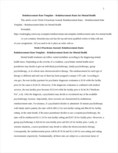 Reimbursement Rate Template – Reimbursement Rates for Mental Health – page 2