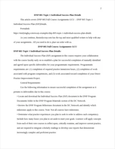DNP 805 Topic 1 Individual Success Plan Details β page 2