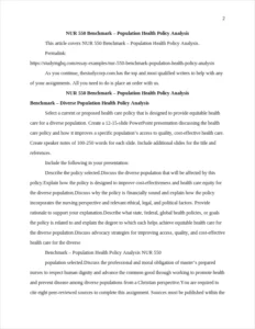 NUR 550 Benchmark – Population Health Policy Analysis – page 2