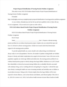Project Proposal Identification of Nursing Practice Problem Assignment – page 2
