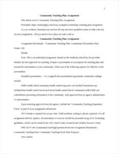 Community Teaching Plan Assignment – page 2