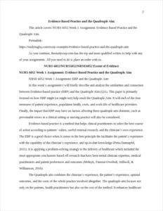 Evidence Based Practice and the Quadruple Aim β page 2