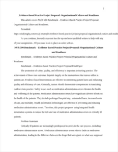 Evidence-Based Practice Project Proposal: Organizational Culture and Readiness – page 2