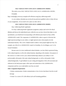 SELF- REFLECTION USING HAYS ADDRESSING MODEL β page 2