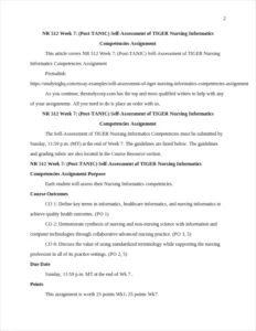 Self-Assessment of TIGER Nursing Informatics Competencies Assignment – page 2