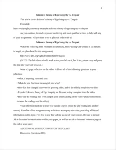 Erikson’s theory of Ego Integrity vs. Despair – page 2
