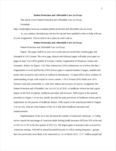 Patient Protection and Affordable Care Act Essay – page 2