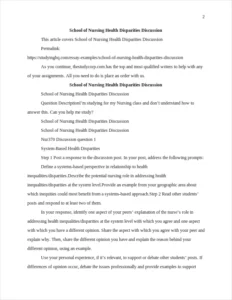 School of Nursing Health Disparities Discussion – page 2