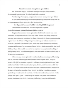 Physical Assessments Among School-aged Children SAMPLE β page 2