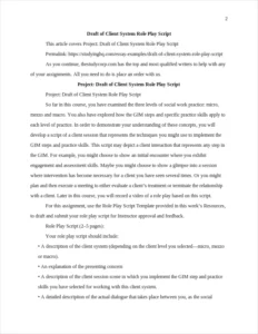 Draft of Client System Role Play Script – page 2