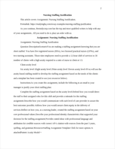 Nursing Staffing Justification – page 2