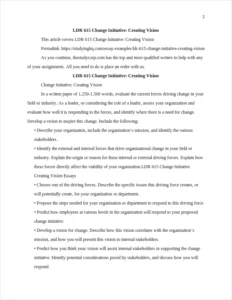LDR 615 Change Initiative: Creating Vision – page 2