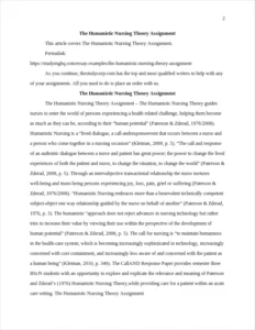 The Humanistic Nursing Theory Assignment – page 2