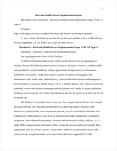 Electronic Health Record Implementation Paper – page 2