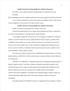 Capella University Nursing Quality Key Indicator Discussion – page 2